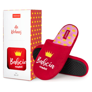 Kapcie dla Babci SOXO Babcia rządzi w pudełku na prezent
