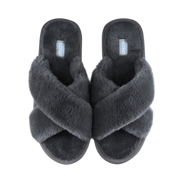 Kapcie Damskie Grafitowe z Paskami