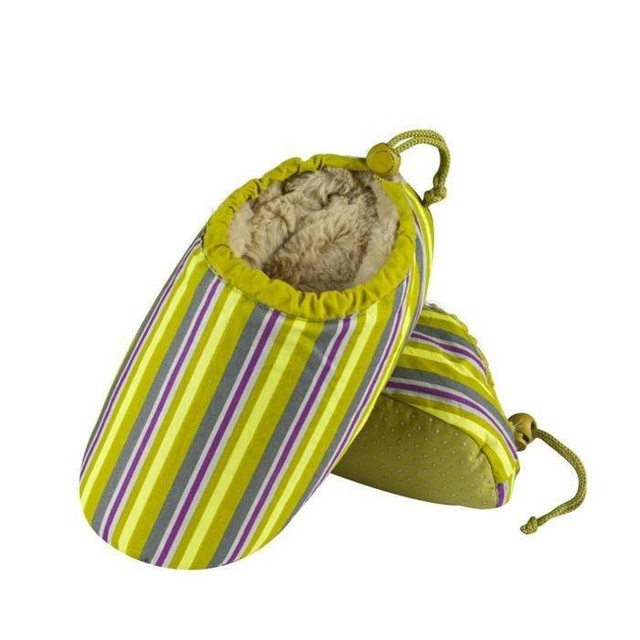 OUTLET Kapcie damskie zielone SOXO ciepłe miękkie z kaczym pierzem